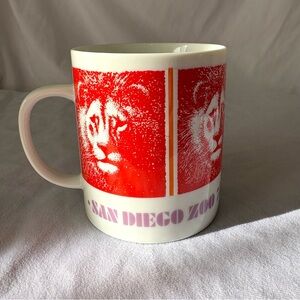 Vintage San Diego zoo anniversary 90s ceramic mug cup lion red dining home
